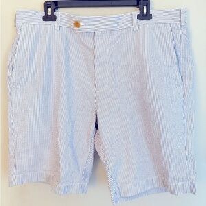 Brooks Brothers Blue and White Striped Seersucker Flat Front Shorts